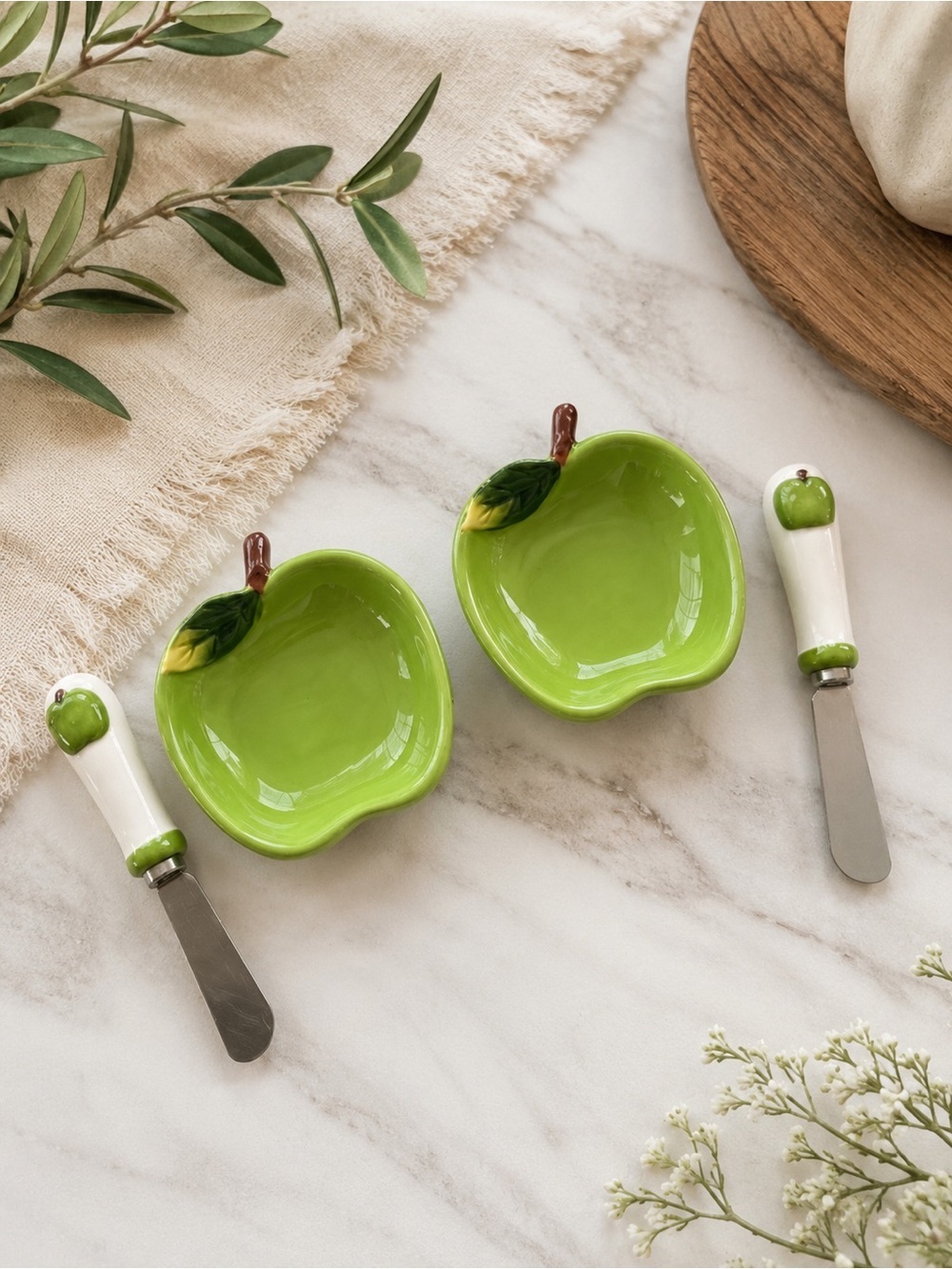 Out of the Woods Oregon Apple Dip Bowl & Cheese Spreader Set Cottagecore